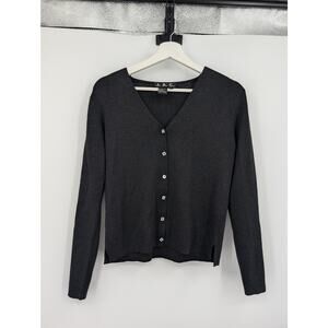 J.A.C. Silk Metallic Black Cardigan Mother Pearl Button Small Career Office